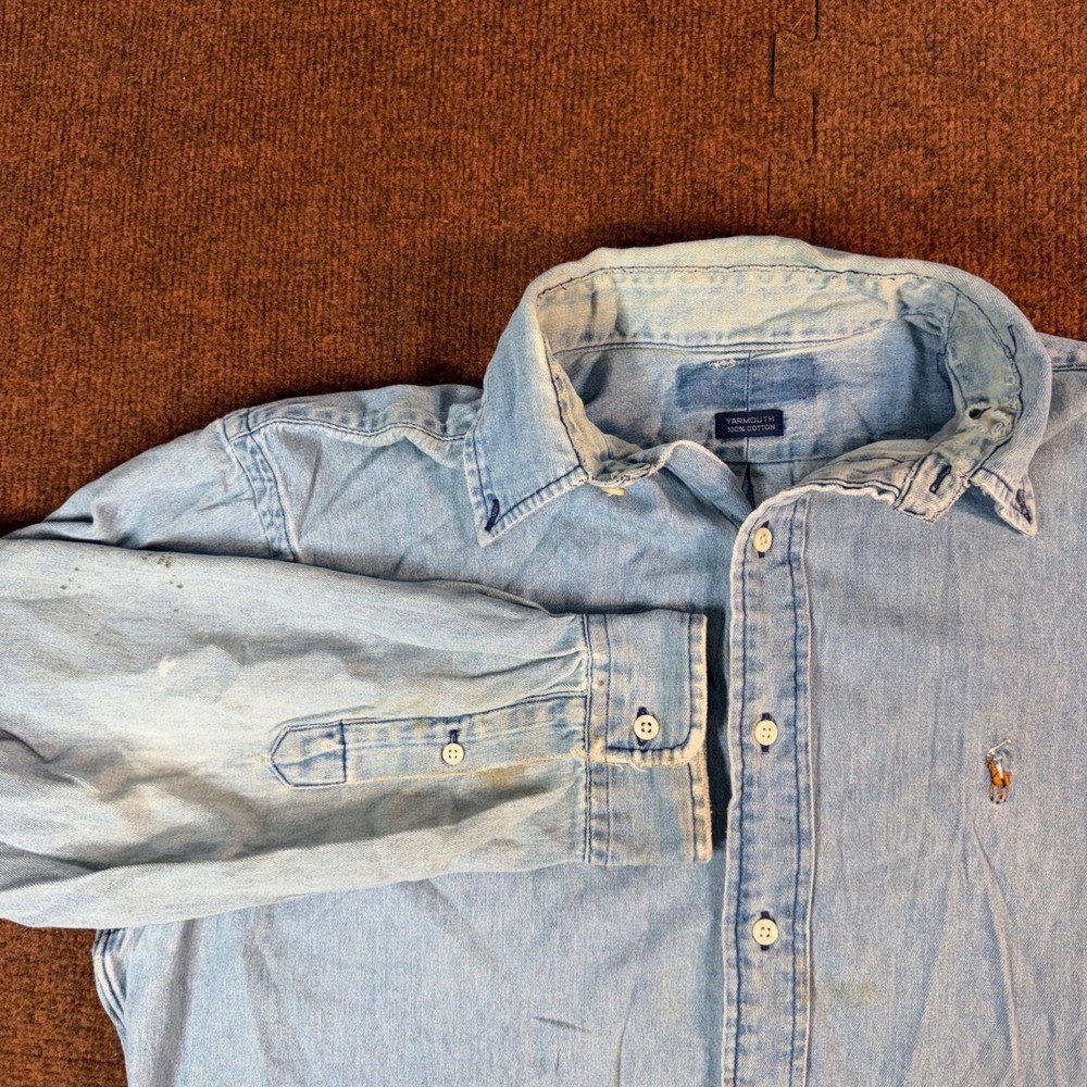Polo Ralph Lauren Yarmouth Denim Shirt Mens Blue Long Sleeve Cotton Button Down